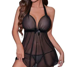 Saniya ENT Lingerie for Women Lace Nightdress Sexy Sleepwear Babydoll Nightgown Deep Open Back Bodysuit for Honeymoon image 1