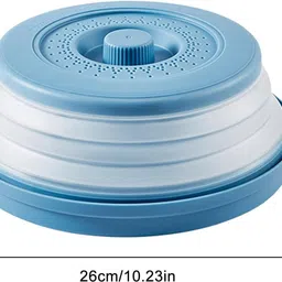 thw THW® Microwave Splatter Cover, Steaming Tray, Splatter Guard, Foldable Cover with Bottom,Heated Cover, Multifunction Splash Guard Kitchen Tool for Heating Food (blue colour) image 3