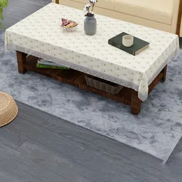 Aura Cream-Coloured Floral Plastic 4-Seater Table Cover image 1