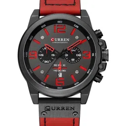 Curren Men Dial & Leather Straps Analogue Multi Function Watch CR-8314_RED-image-86