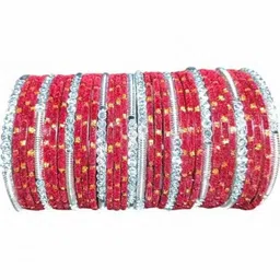Raj world Maroon Glass Artificial Stones Bangle image 1