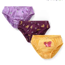 Babyoye Eco Conscious Cotton Knit Panties Butterfly Print Pack Of 3 - Multicolour-image-79