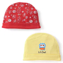 Doodle Poodle 100% Cotton Owl Printed Caps Pack of 2 Yellow & Orange - Diameter 18 cm-image-20