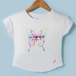 Pine Active Knit Half Sleeves T-Shirt with Butterfly Print - White-picture-24