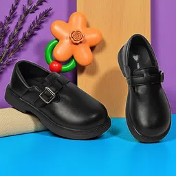 TRUFFLE COLLECTION Solid Buckle Detailed Velcro Closure Loafers - Black-picture-19