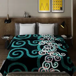 Monte Carlo Waverly Black Abstract Printed Heavy Winter Double Queen Blanket 795 GSM image 5