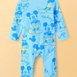 Babyoye Disney Full Sleeves Footed Sleep Suit Wwith Mickey Mouse All Over Print Pack Of 2 - White & Blue image 3