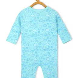The Mom Store Cotton Full Sleeves Clouds Printed Romper - Sky Blue image 4