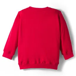 Babyhug Terry Knit Full Sleeves T-Shirt & Lounge Pant Set with Tiger Print - Maroon image 3