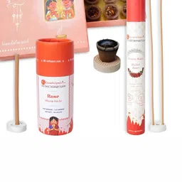 GaneshaSpeaks 55-Pcs Brown Sandalwood Dhoop Cup & Rose Dhoop Stick, Incense Sticks-image-54