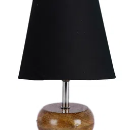 Devansh Cotton Round Brown Small Natural Table Lamp - Black image 5