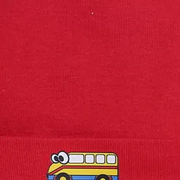 BUMZEE Cotton Vehicle Printed Cap Mittens & Booties Set - Red image 5