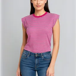 CORSICA Women Striped Bio Finish T-shirt-image-77