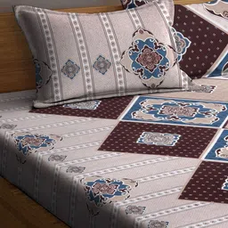 Arrabi Multicoloured Ethnic Motifs 300 TC King Bedsheet with 2 Pillow Covers image 4