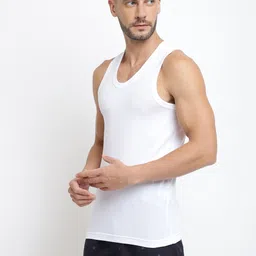van heusen innerwear Van Heusen Men White Solid Ultra Soft Wider Straps Vest image 2