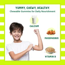 Power Gummies Junior for Strong Bones | Calcium, Phosphorus & Vitamin D| For Age 4-15 Years| Tasty Banana Flavour 30 Gummies image 3