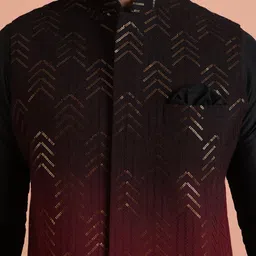 KISAH Men Ombre Embroidered Sequinned Mid Kurta Jacket with Trouser image 3