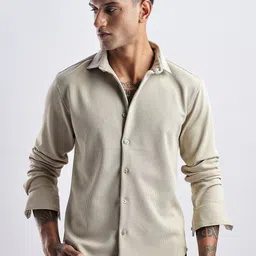 THE BEETEL HOUSE Men Waffle Dobby Regular Slim Fit Casual Shirt-picture-29
