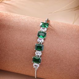 ZENEME Women Brass American Diamond Rhodium-Plated Wraparound Bracelet-picture-29