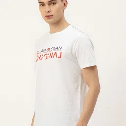 AMSWAN Men Typography Printed Applique T-shirt image 2