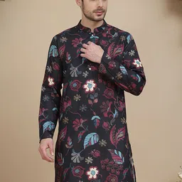 Anouk Rustic Men Floral Printed Thread Work Cotton Kurta image 2