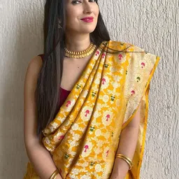 CaniBani Woven Design Zari Silk Blend Banarasi Saree image 3