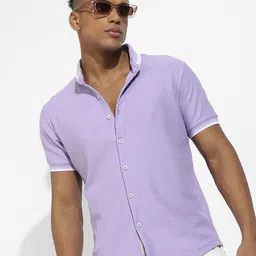 Campus Sutra Men Comfort Slim Fit Textured Spread Collar Cotton Casual Shirt-picture-29