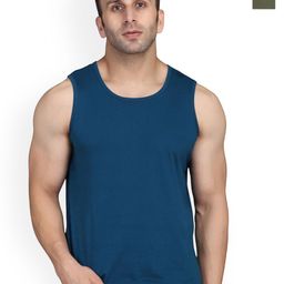 SLOWLORIS Set Of 2 Teal Cotton Gym Innerwear Vests-picture-38