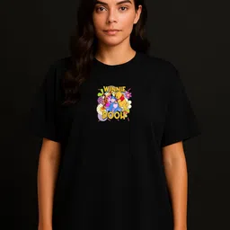 Anikmart Women Winnie The Pooh Dri-FIT Graphic Printed Round Neck Cotton Oversized T-shirt-image-75