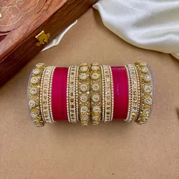 Wedding Chuda by Hitesh Bangles Set Of 28 Stone Studded & Beaded Chuda Bangles image 3