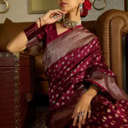 Sangria Woven Design Zari Banarasi Saree image 5