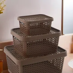 Aura Brown Set of 6 Regular Tote Basket Organisers image 2