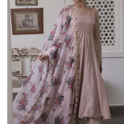 Women Basket Women Floral Regular Gotta Patti Kurta with Trousers & With Dupatta image 5