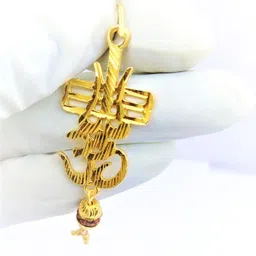 RAVIOUR LIFESTYLE Unisex Trishul Rudraksha Pendant Gold-Toned Brass Quirky Pendants-picture-29
