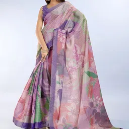 HERE&NOW Floral Art Silk Saree-picture-26