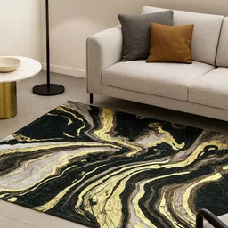 LUXEHOME INTERNATIONAL Black Abstract Traditional Carpet-picture-27