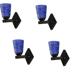 1ST TIME Pack of 4 Blue & White Glass Traditional Cylinder Shaped Wall Lamp-image-85