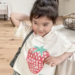 LULU & SKY Girls Graphic Printed Drop-Shoulder Sleeves Boxy Regular T-shirt image 2