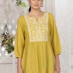 Saffron Threads Women Ethnic Motifs Chikankari Embroidered Tunic-picture-40