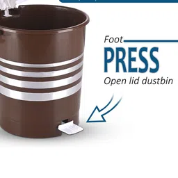 Kuber Industries Set Of 2 Brown & White Striped Pedal Kitchen Dustbin With Lid - 10 L image 2