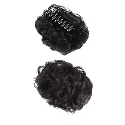 VIEWS Clip In Curly Messy Bun Hair Extension - Black - 7 Inch-image-81