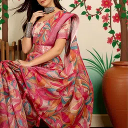 GULKEE FAB Floral Zari Designer Saree image 2