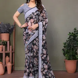 PAYAL CREATION Floral Printed Bandhani Saree With Blouse Piece image 5
