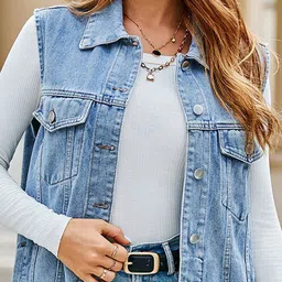 StyleCast Women Denim Jacket with Patchwork image 2