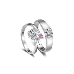 J.S ENTERPRISES Unisex Set Of 2 Stainless Steel Artificial Stones Studded Finger Rings-image-63