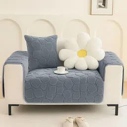 DREAM CARE Grey & Grey 3 Piece Sofa Cover With Arms-picture-14