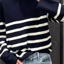 KPOP Women Striped Pure Cotton Extended Sleeves Top-picture-39