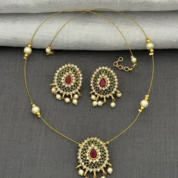 Rujve Jewellery Gold-Plated Stone-Studded Jewellery Set image 4