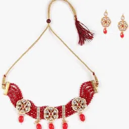 The Pari Gold-Plated Stones-Studded & Beaded Jewellery Set image 1