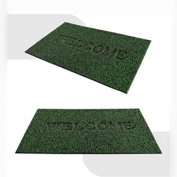 Aura 2-Pcs Grey & Green Textured Anti-Skid Doormats image 2